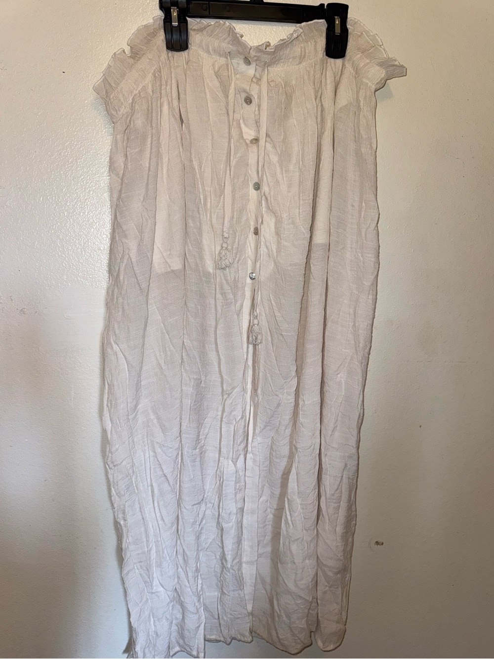 Lightweight White Button-Front Maxi Skirt
